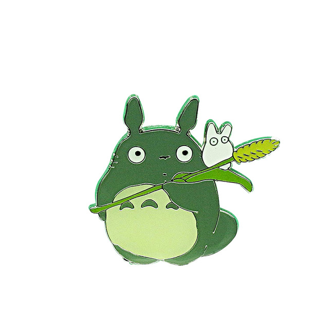 Bonito verde totoro esmalte broche japonês hayao miyazaki cartoon